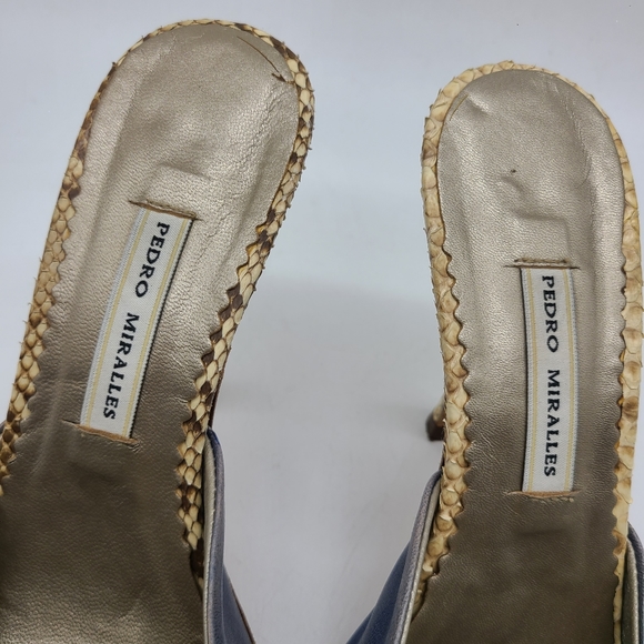Pedro Morales Snake Print Leather Heel Slip-on Sandals - Picture 4 of 13